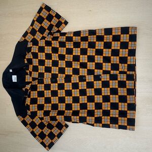 Burberry Short-Sleeve Button-Up Shirt - Black & Orange Plaid